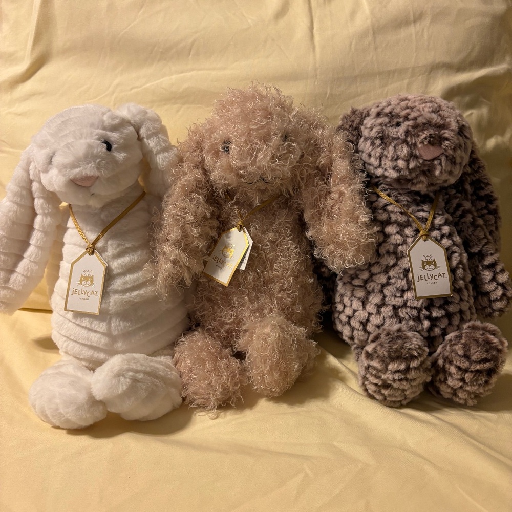 AUTHENTIC Jellycat LUXE Bunnies- Nimbus, Curly and Pine